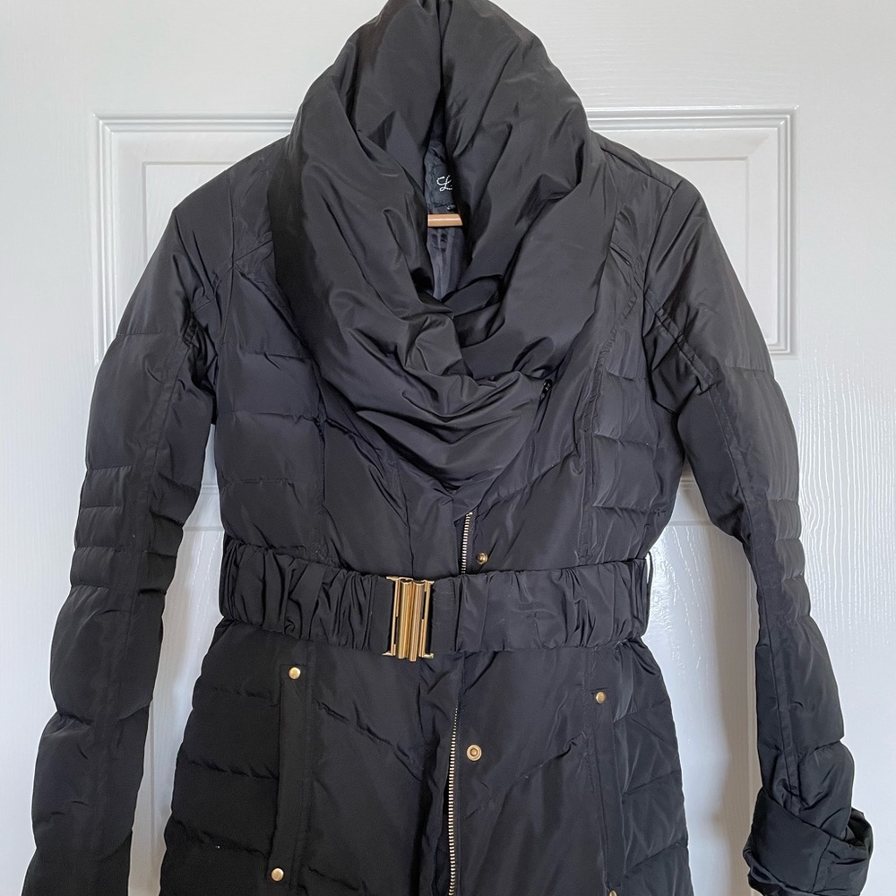 Latte Black Puffer Coat